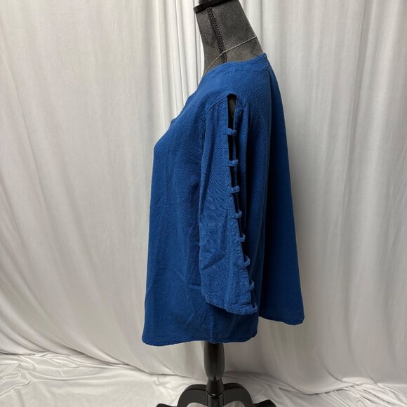 Sea Breeze Cotton Top Womens Size Medium Ladder Sleeve V-Neck Casual Relaxed - Picture 3 of 9